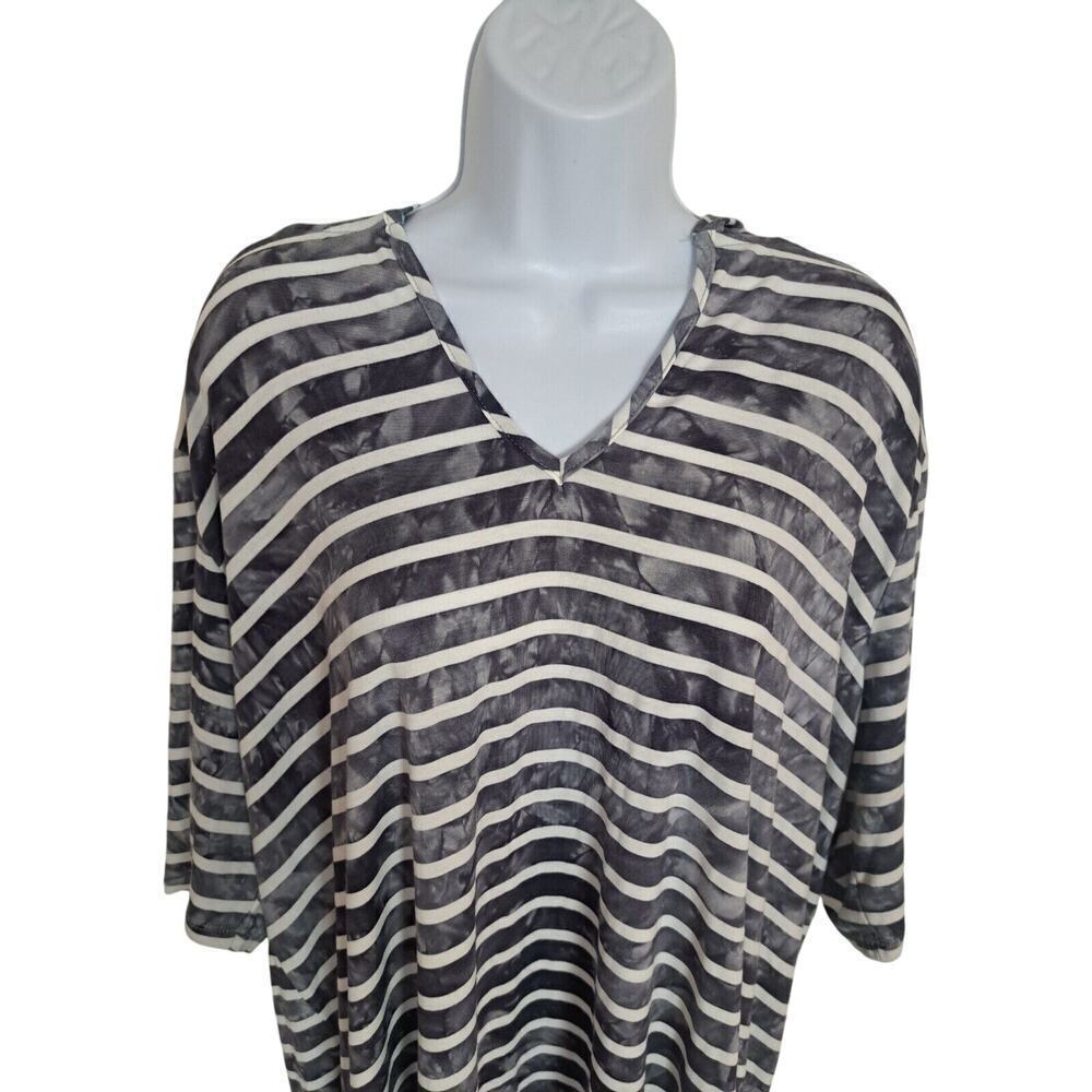 C&C California Women Tunic Hooded Top 3X Navy Coastal Distressed Grunge Cover-up - Picture 3 of 10